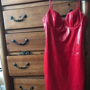 Red Vinyl Midi Dress